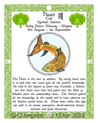 Salmon-Hazel Celtic-Lunar-Zodiac-Sign-Print-Druid-Tree-Lore Astrology Art-Aug-Sept Birthdays Pagan Altar Décor