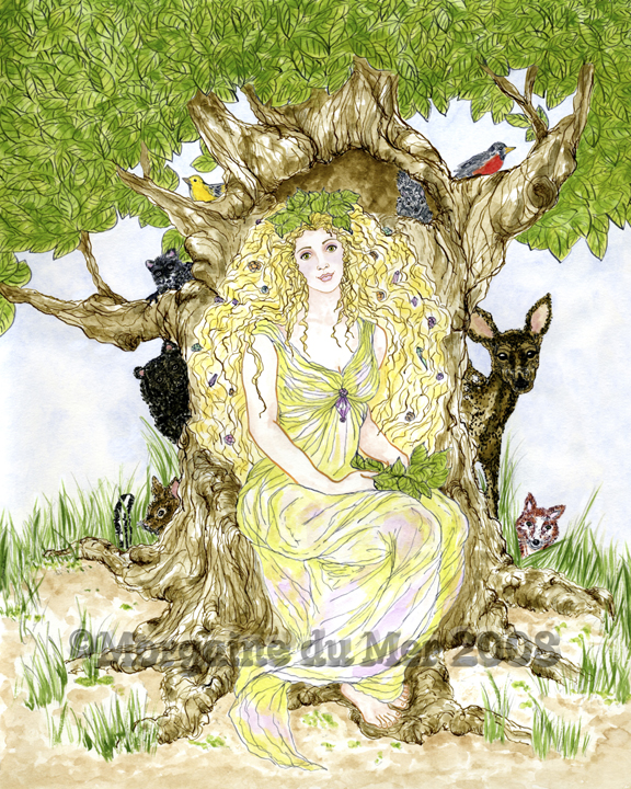 Forest Fairy and Baby Animals Print Magickal Fantasy Art for Children
