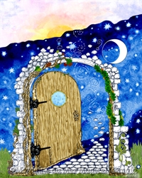 Fairy Door Dream Portal Print Sun Moon Stars Fantasy Art