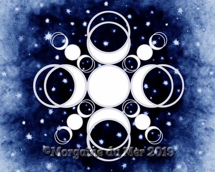Triple Moon Mandala Blue Night Sky Art Print Meditation Altar Decor