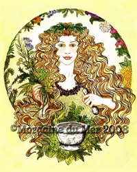Airmid Celtic Herb Goddess ACEO ATC light hair Print Altar Decor Art Card