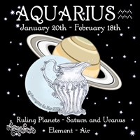Aquarius Sun Sign Zodiac Print black sky background