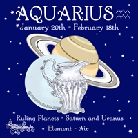 Aquarius Sun Sign Zodiac Print blue sky background Wall or Altar Art