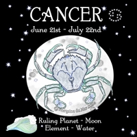 Cancer Sun Sign Zodiac Print black sky background