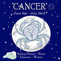 Cancer Sun Sign Zodiac Print blue sky background Wall or Altar Art