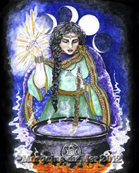 Cerridwen Celtic Goddess ACEO ATC Print Altar Decor Miniature Art Card