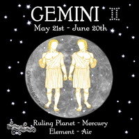Gemini Sun Sign Zodiac Print black sky background