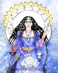 High Priestess Print Four Elements Sun Moon Pagan Magick Wiccan Altar Art