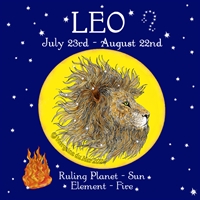 Leo Sun Sign Zodiac Print blue sky background Wall or Altar Art