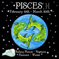 Pisces Sun Sign Zodiac Print black sky background