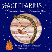 Sagittarius Sun Sign Zodiac Print blue sky background Wall or Altar Art