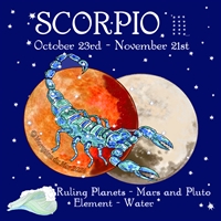Scorpio Sun Sign Zodiac Print blue sky background Wall or Altar Art