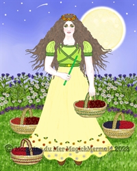 Summer Goddess Full Moon Berry Harvest Print