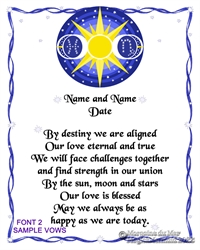 Sun Triple Moon Stars Zodiac Signs Custom Handfasting Wedding Vows Art Print Astrology 