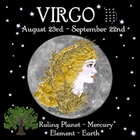 Virgo Sun Sign Zodiac Print black sky background