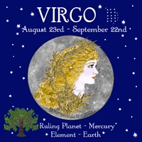 Virgo Sun Sign Zodiac Print blue sky background Wall or Altar Art